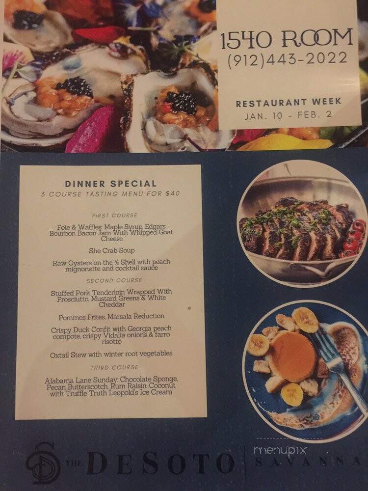 1540 Room - Savannah, GA menu_pic