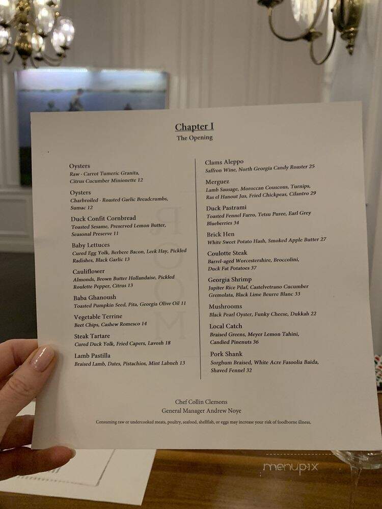 1540 Room - Savannah, GA menu_pic