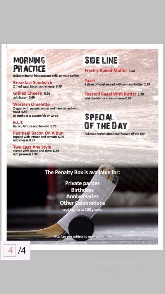 The Penalty Box - Toronto, ON menu_pic