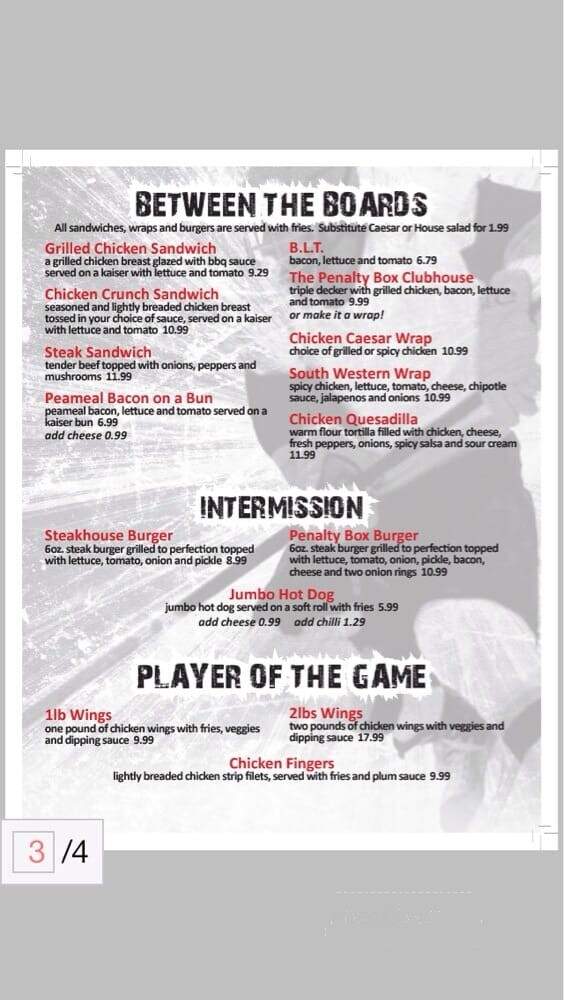 The Penalty Box - Toronto, ON menu_pic