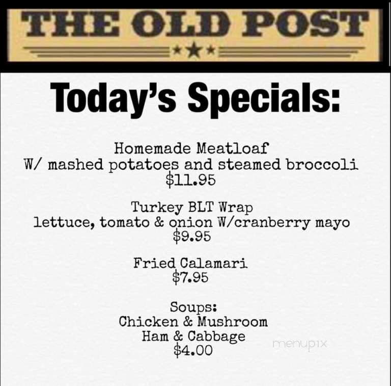 The Old Post - South Burlington, VT menu_pic