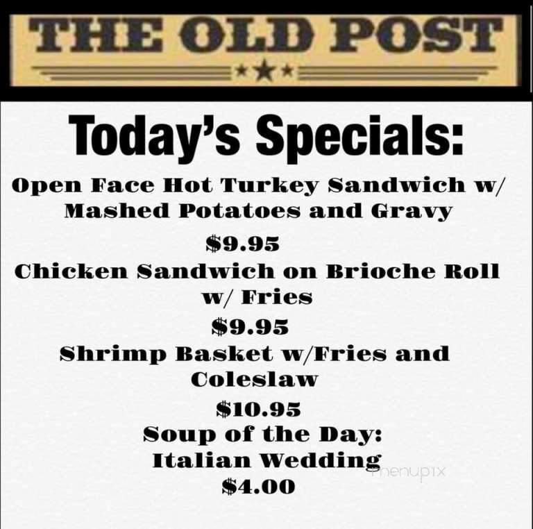 The Old Post - South Burlington, VT menu_pic