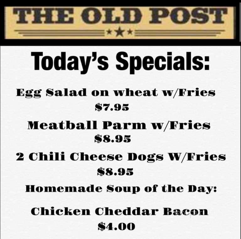 The Old Post - South Burlington, VT menu_pic