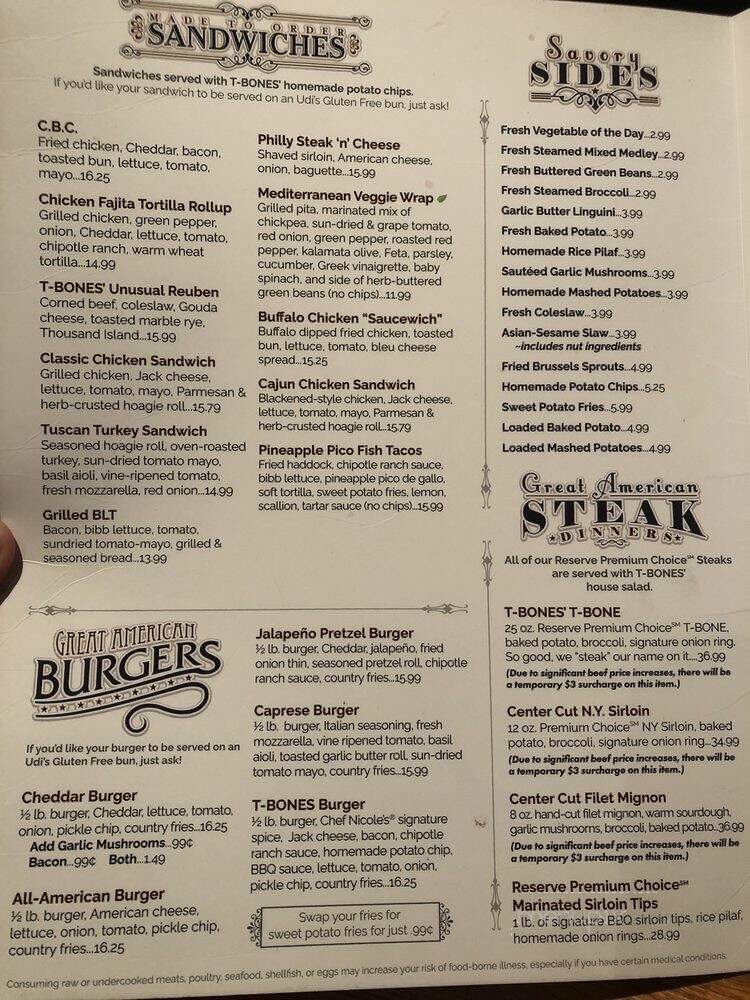 T-BONES Great American Eatery - Concord, NH menu_pic