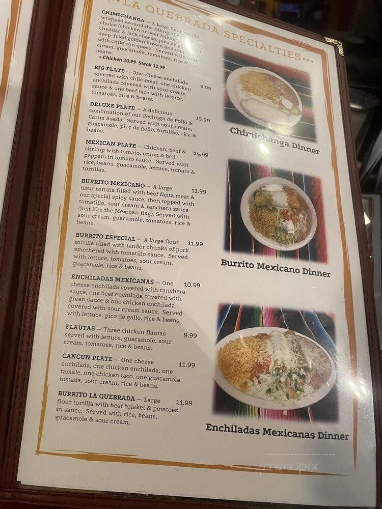 La Quebrada - Huntsville, AR menu_pic