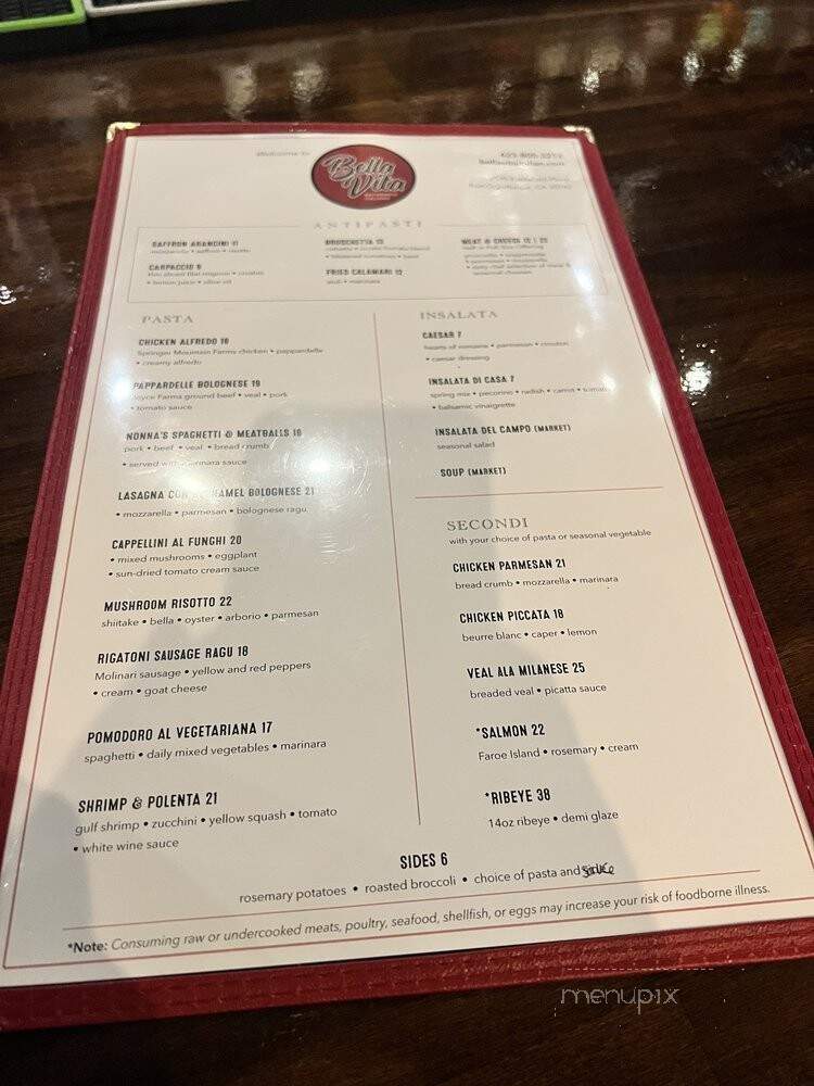 Bella Vita - Fort Oglethorpe, GA menu_pic