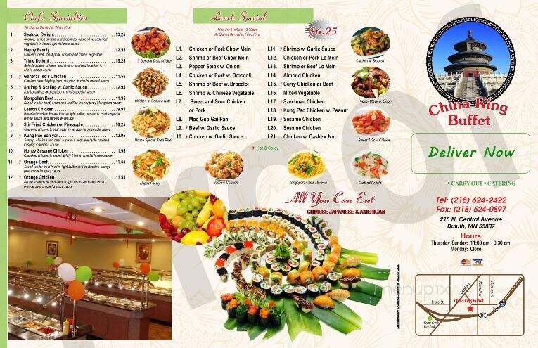 China King Buffet - Duluth, MN menu_pic