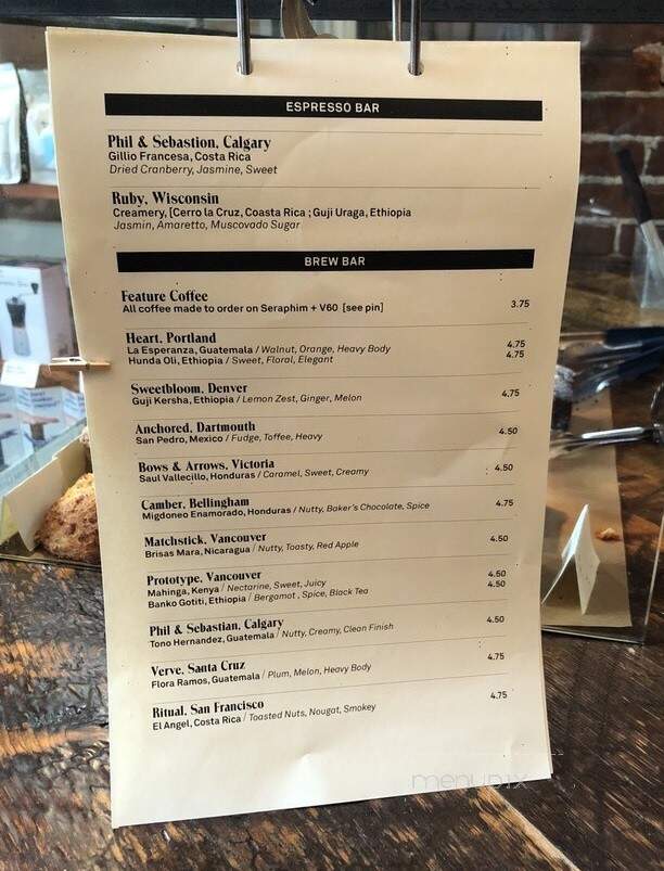Revolver Coffee - Vancouver, BC menu_pic