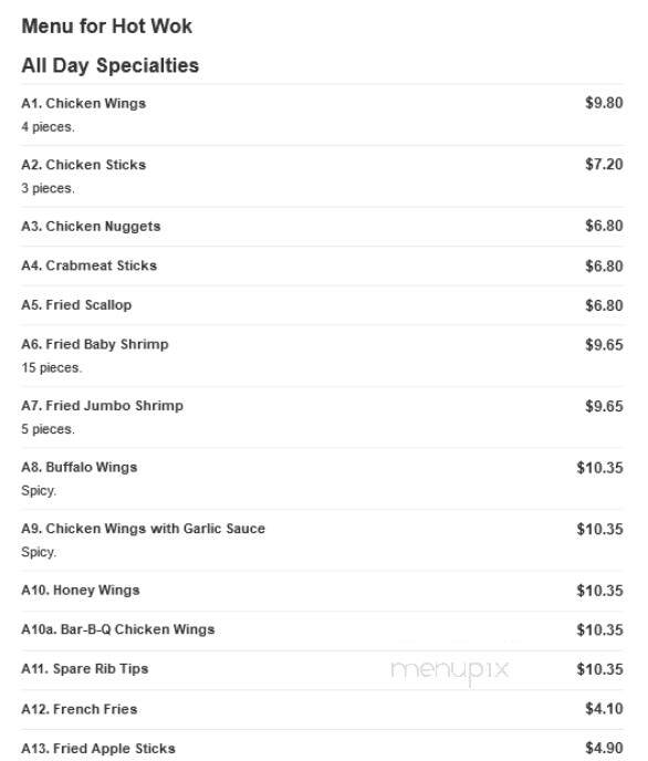 Hot Wok - Scranton, PA menu_pic