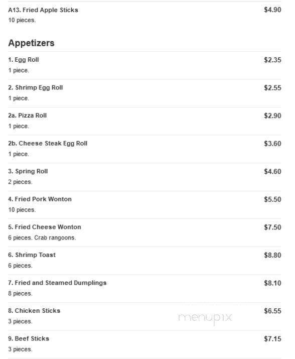 Hot Wok - Scranton, PA menu_pic