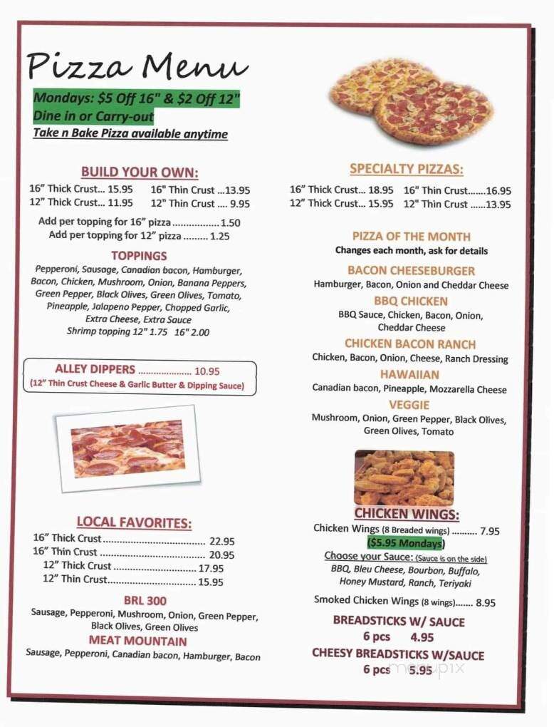 Pease's Bark River Lanes - Sullivan, WI menu_pic