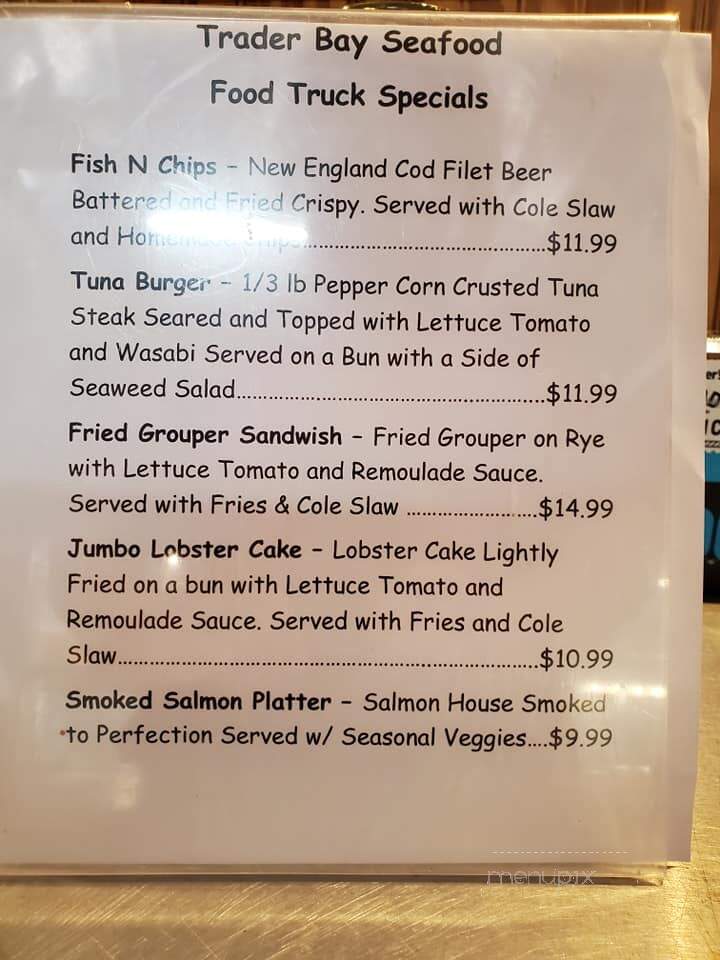Trader Bay Seafood - Hernando Beach, FL menu_pic