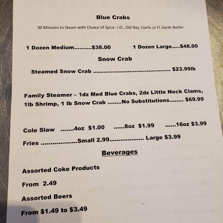 Trader Bay Seafood - Hernando Beach, FL menu_pic