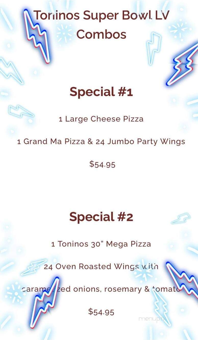 Toninos Pizza and Pasta Co. - Frazer, PA menu_pic