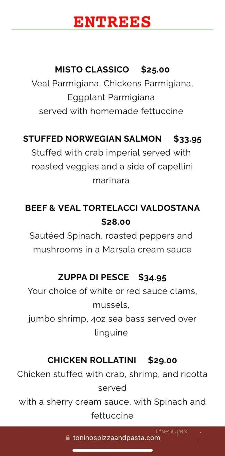 Toninos Pizza and Pasta Co. - Frazer, PA menu_pic