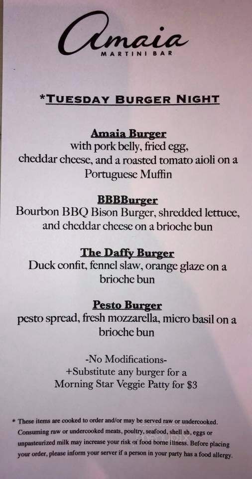 Amaia Martini Bar - Hudson, MA menu_pic