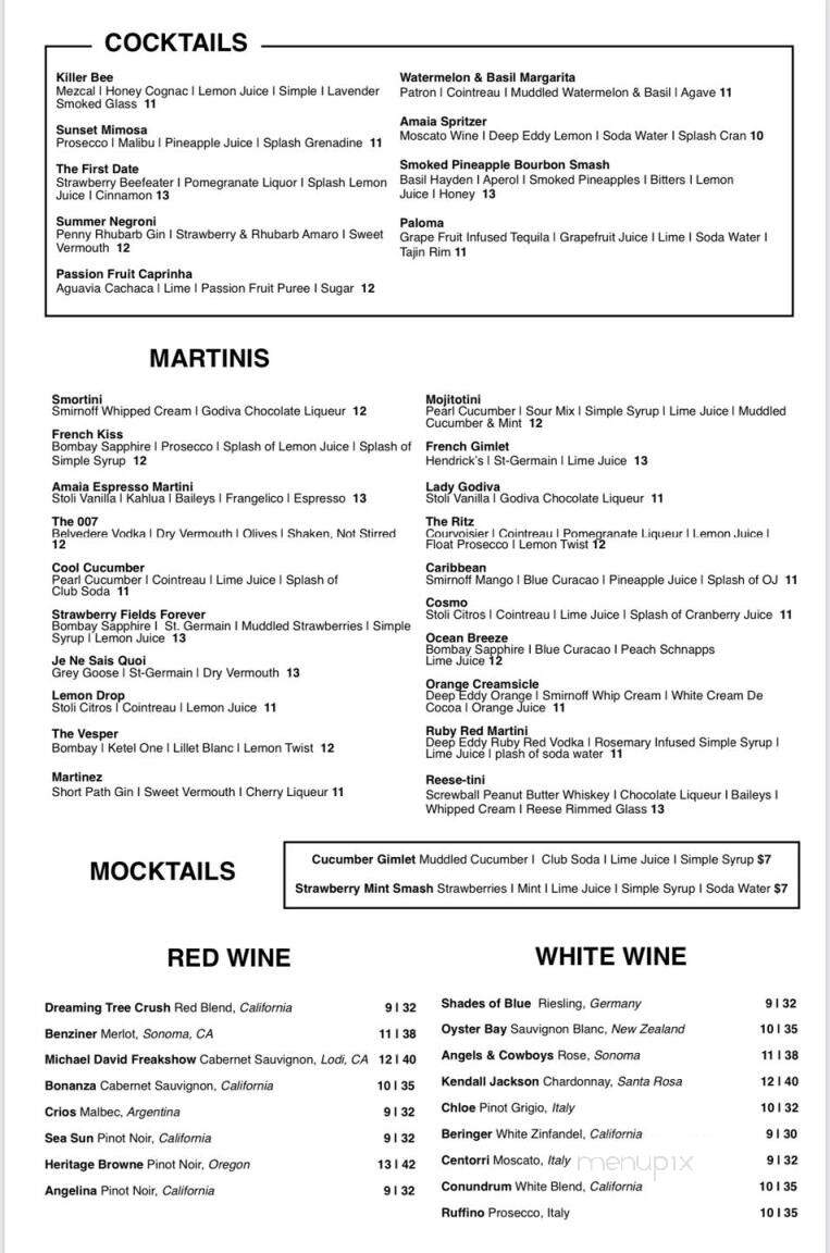 Amaia Martini Bar - Hudson, MA menu_pic