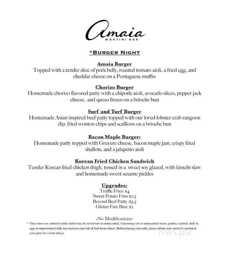 Amaia Martini Bar - Hudson, MA menu_pic