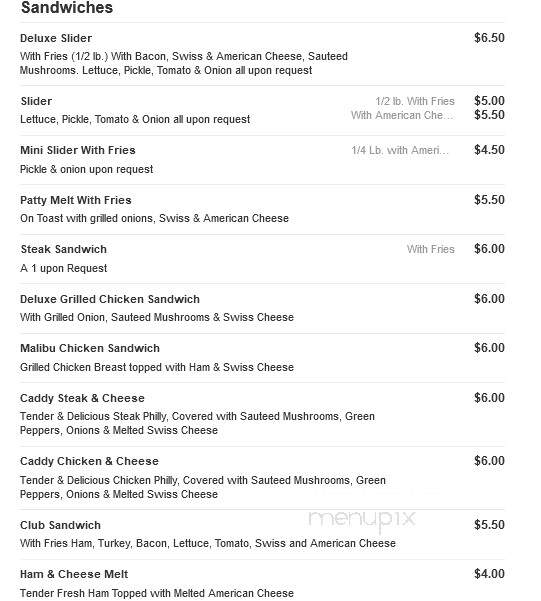 Caddy Shack Bar & Grill - Iowa, LA menu_pic