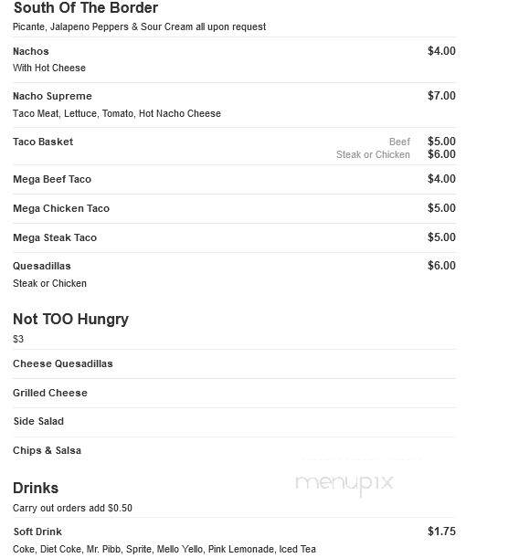 Caddy Shack Bar & Grill - Iowa, LA menu_pic