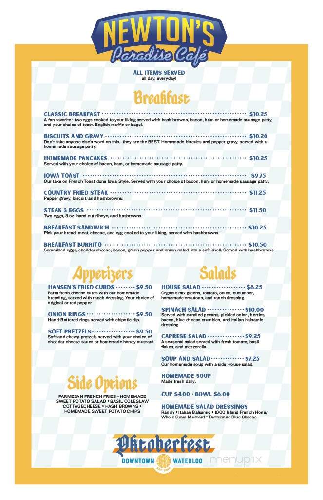 Newtons Paradise Cafe - Waterloo, IA menu_pic