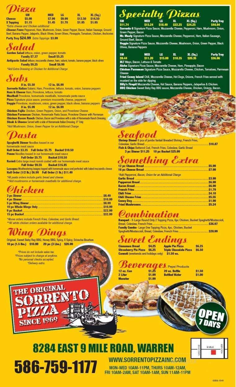 Sorrento Pizza - Warren, MI menu_pic