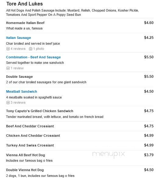 Tore & Luke's - Palatine, IL menu_pic