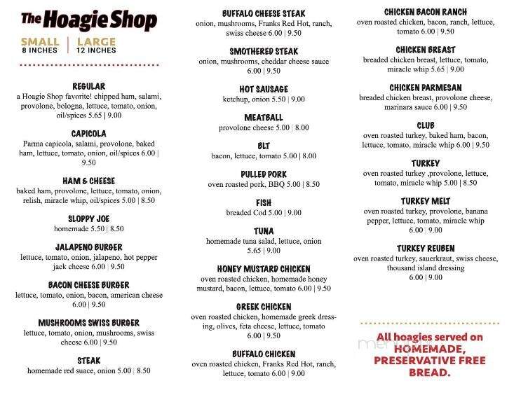 Hoagies Shop - Butler, PA menu_pic