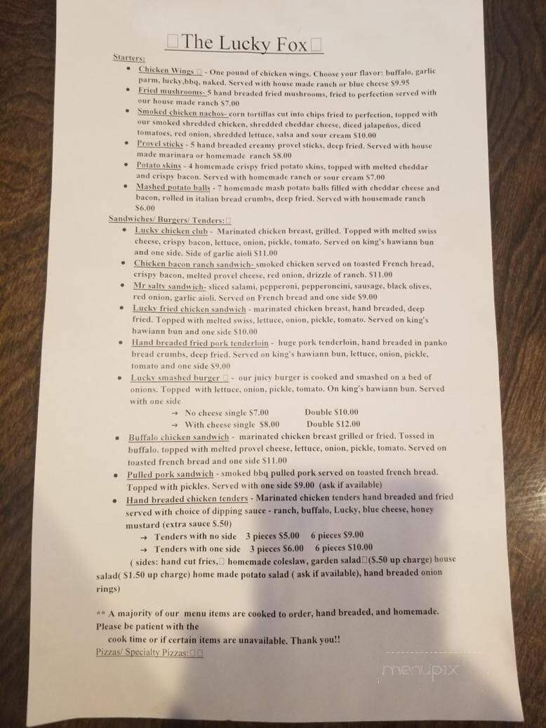 Lucky Fox - Caseyville, IL menu_pic