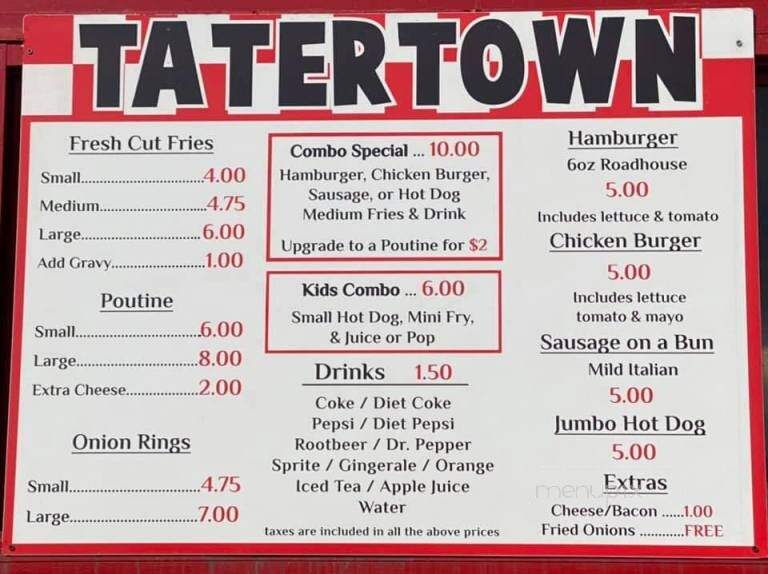Tater Town - St. Catharines, ON menu_pic