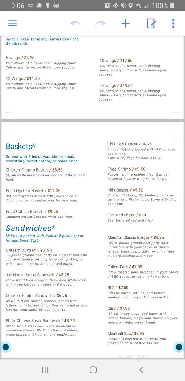 CT's at the Lake - Bonneau, SC menu_pic