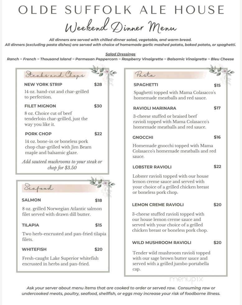 Olde Suffolk Ale House - Ironwood, MI menu_pic