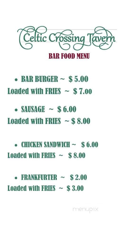 Celtic Crossing Tavern - Kings Park, NY menu_pic