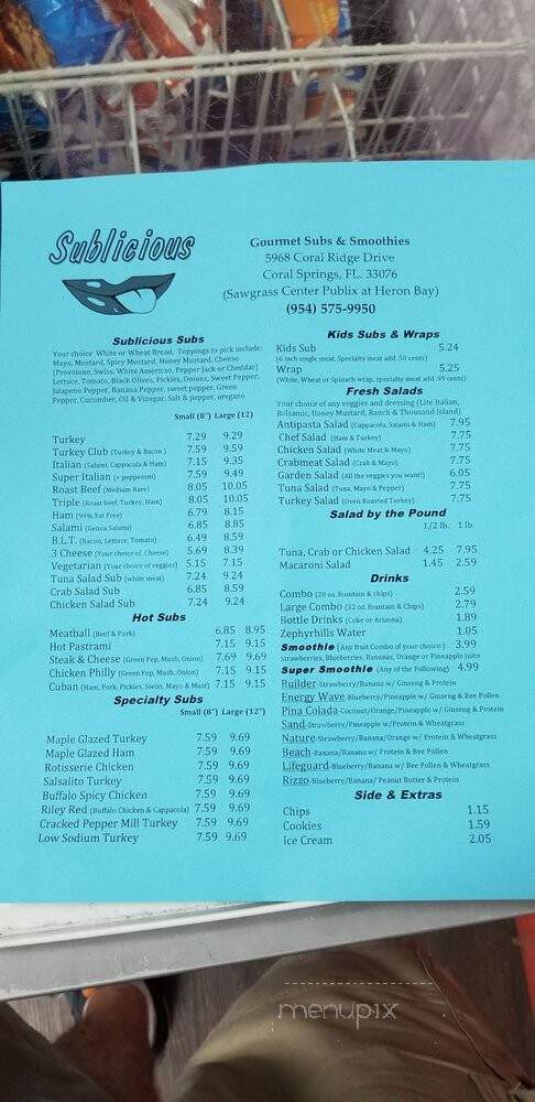 Sublicious - Coral Springs, FL menu_pic