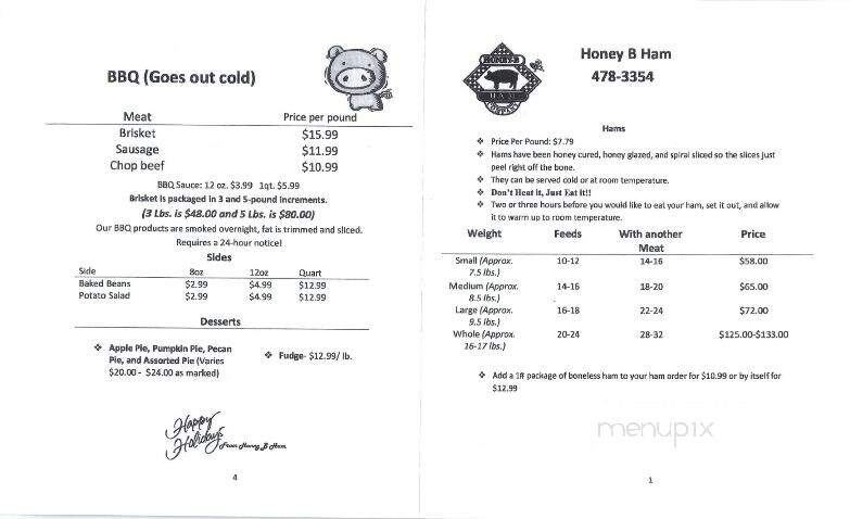 Honey Bee Ham - Lake Charles, LA menu_pic