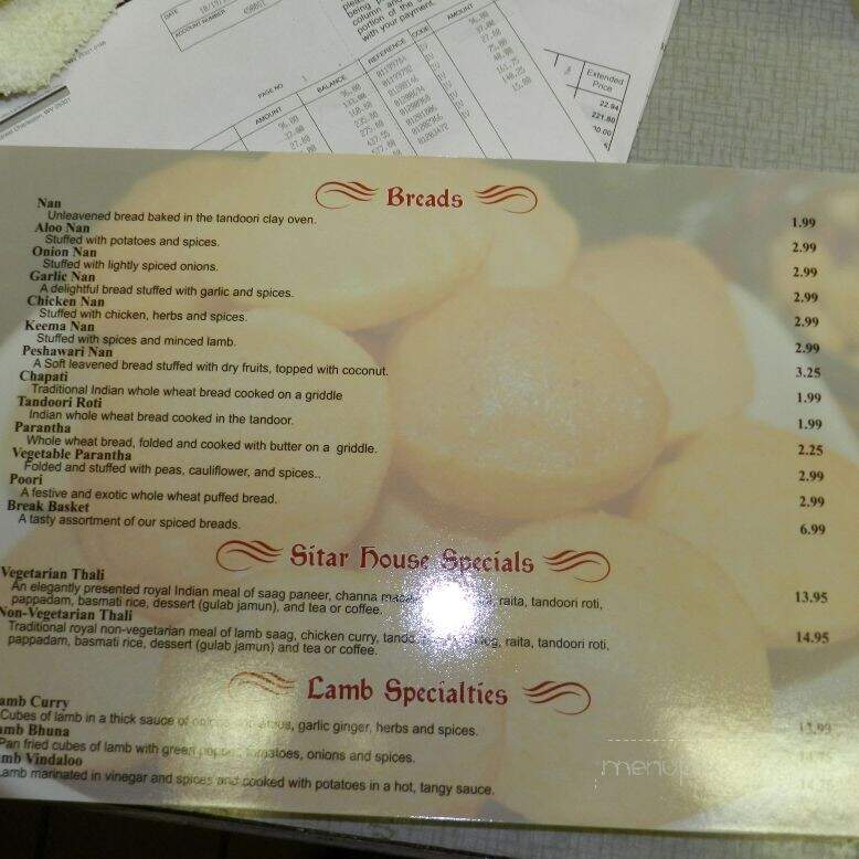 Sitar Of India - Charleston, WV menu_pic