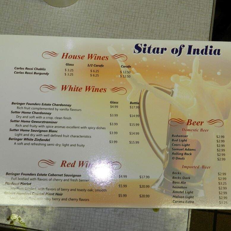 Sitar Of India - Charleston, WV menu_pic