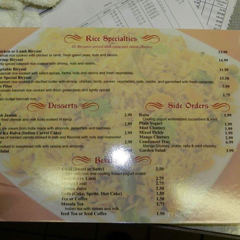 Sitar Of India - Charleston, WV menu_pic