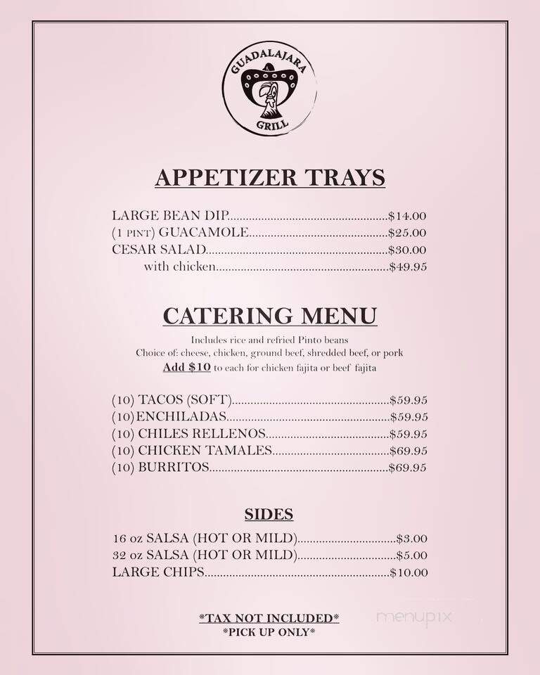 Guadalajara Grill Mexican - Concord, CA menu_pic