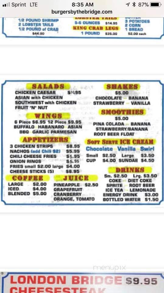 Burgers By The Bridge - Lake Havasu City, AZ menu_pic
