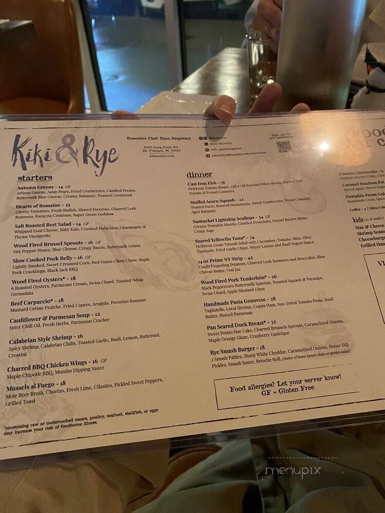 Kiki & Rye - Mt Pleasant, SC menu_pic