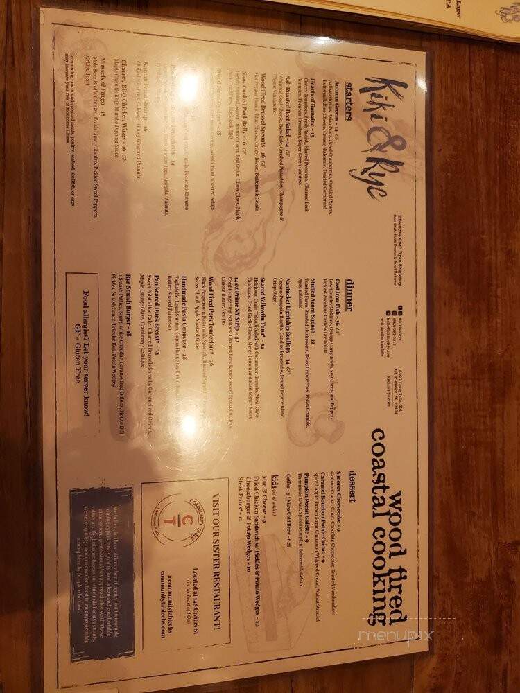 Kiki & Rye - Mt Pleasant, SC menu_pic