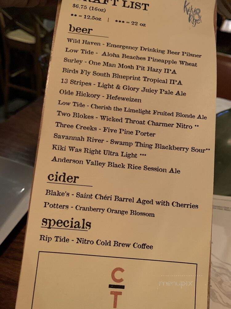 Kiki & Rye - Mt Pleasant, SC menu_pic