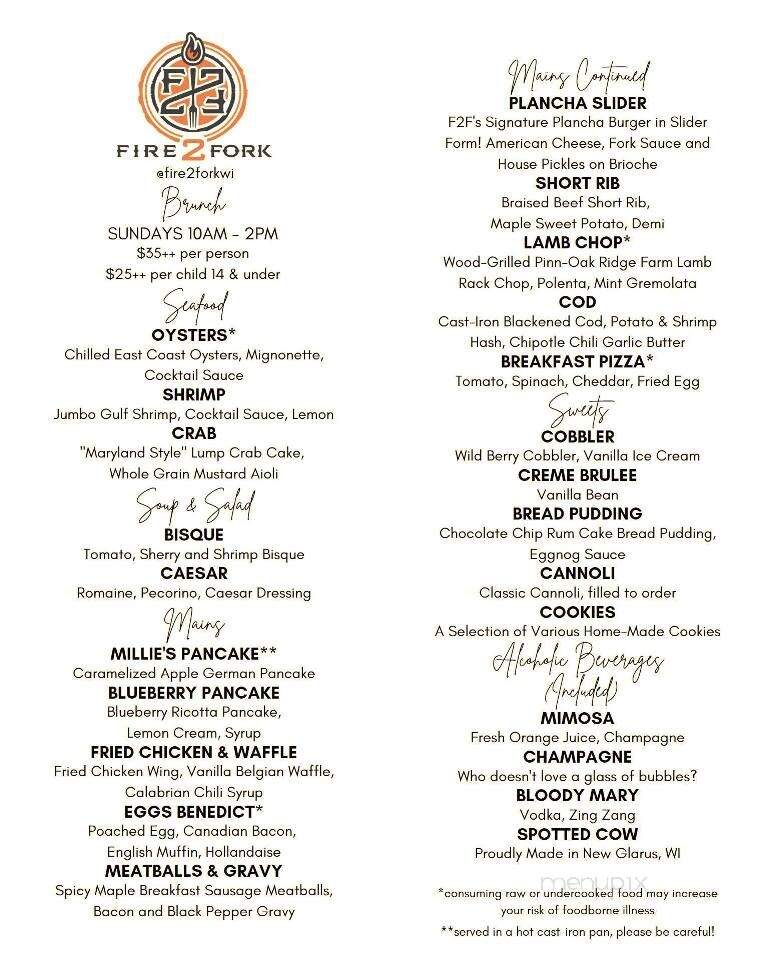 Fire 2 Fork - Delavan, WI menu_pic