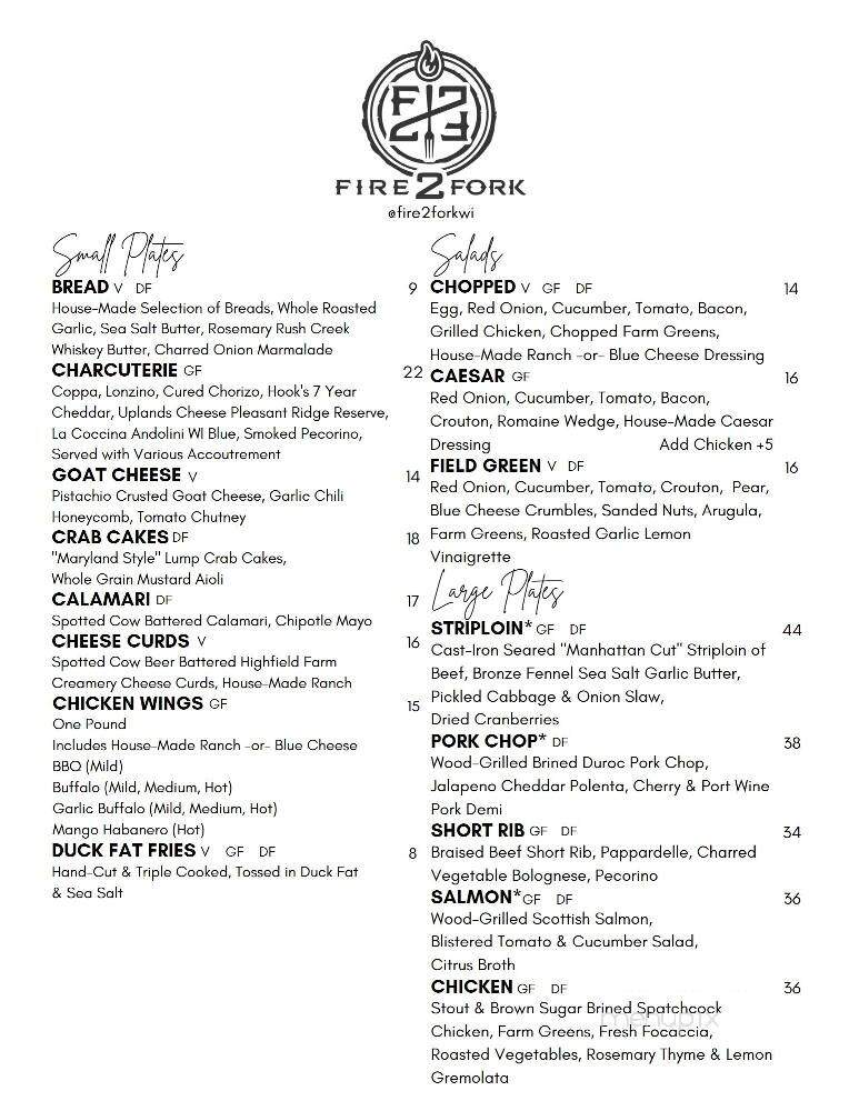 Fire 2 Fork - Delavan, WI menu_pic