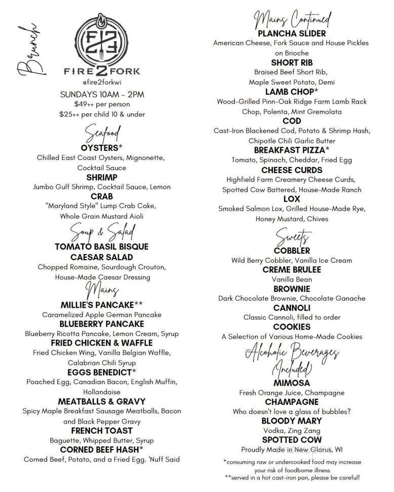 Fire 2 Fork - Delavan, WI menu_pic