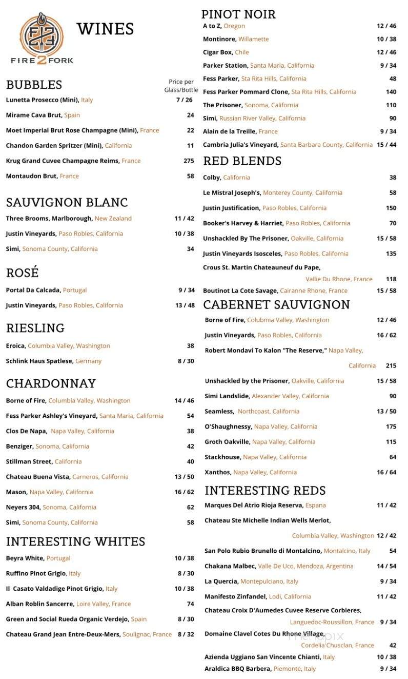 Fire 2 Fork - Delavan, WI menu_pic