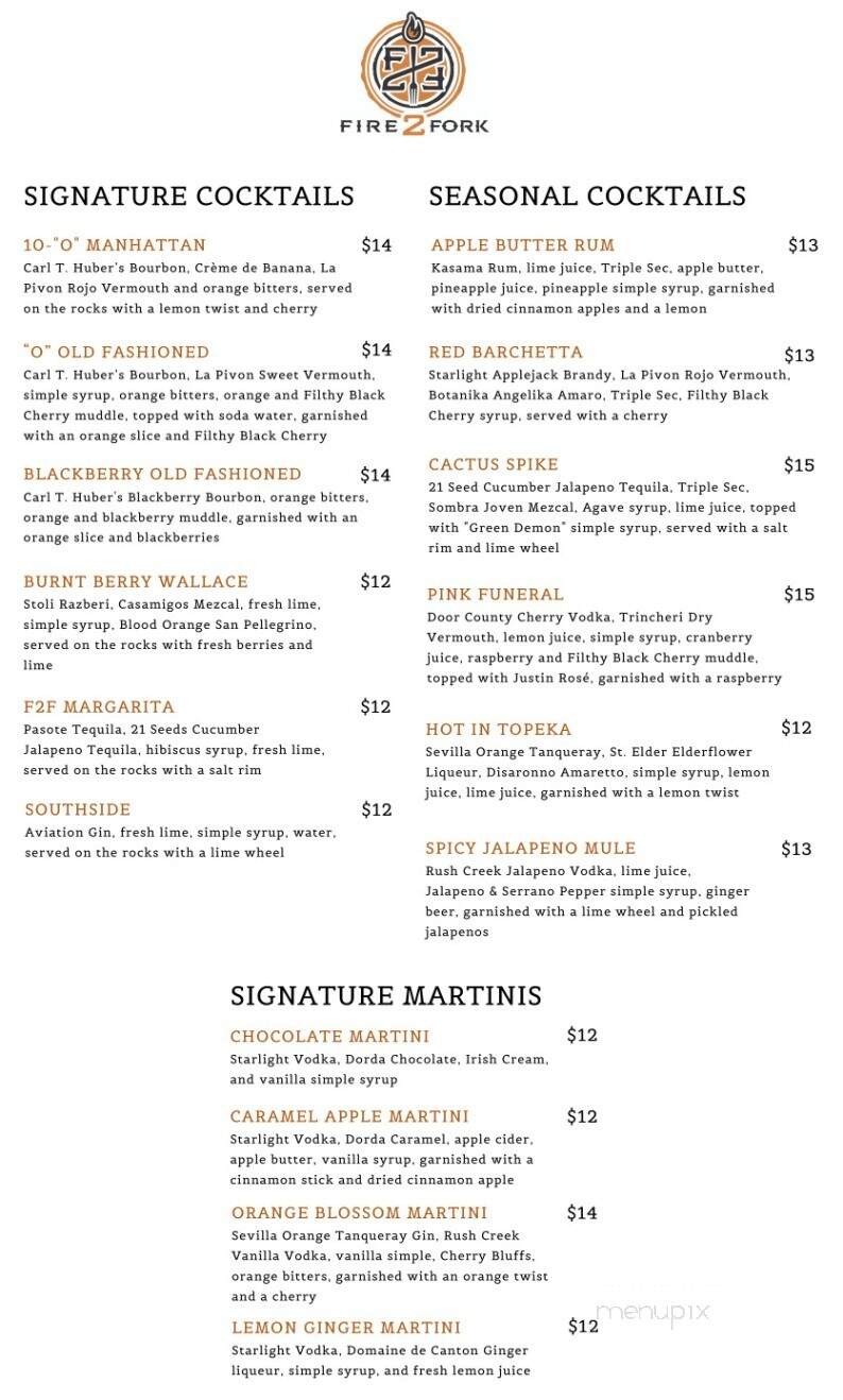 Fire 2 Fork - Delavan, WI menu_pic