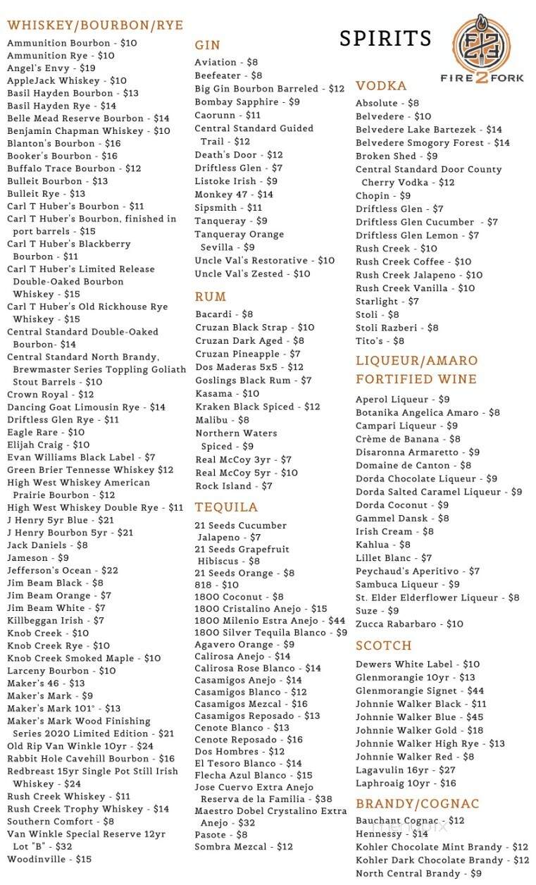 Fire 2 Fork - Delavan, WI menu_pic