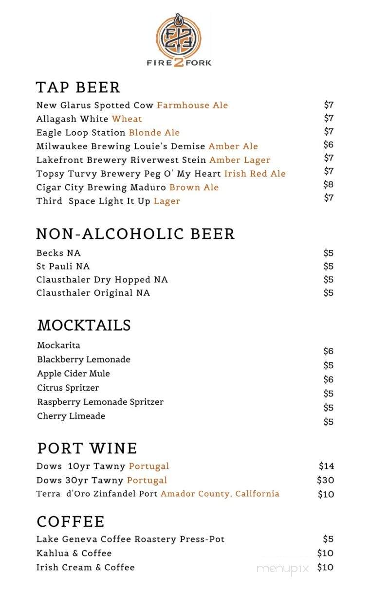 Fire 2 Fork - Delavan, WI menu_pic